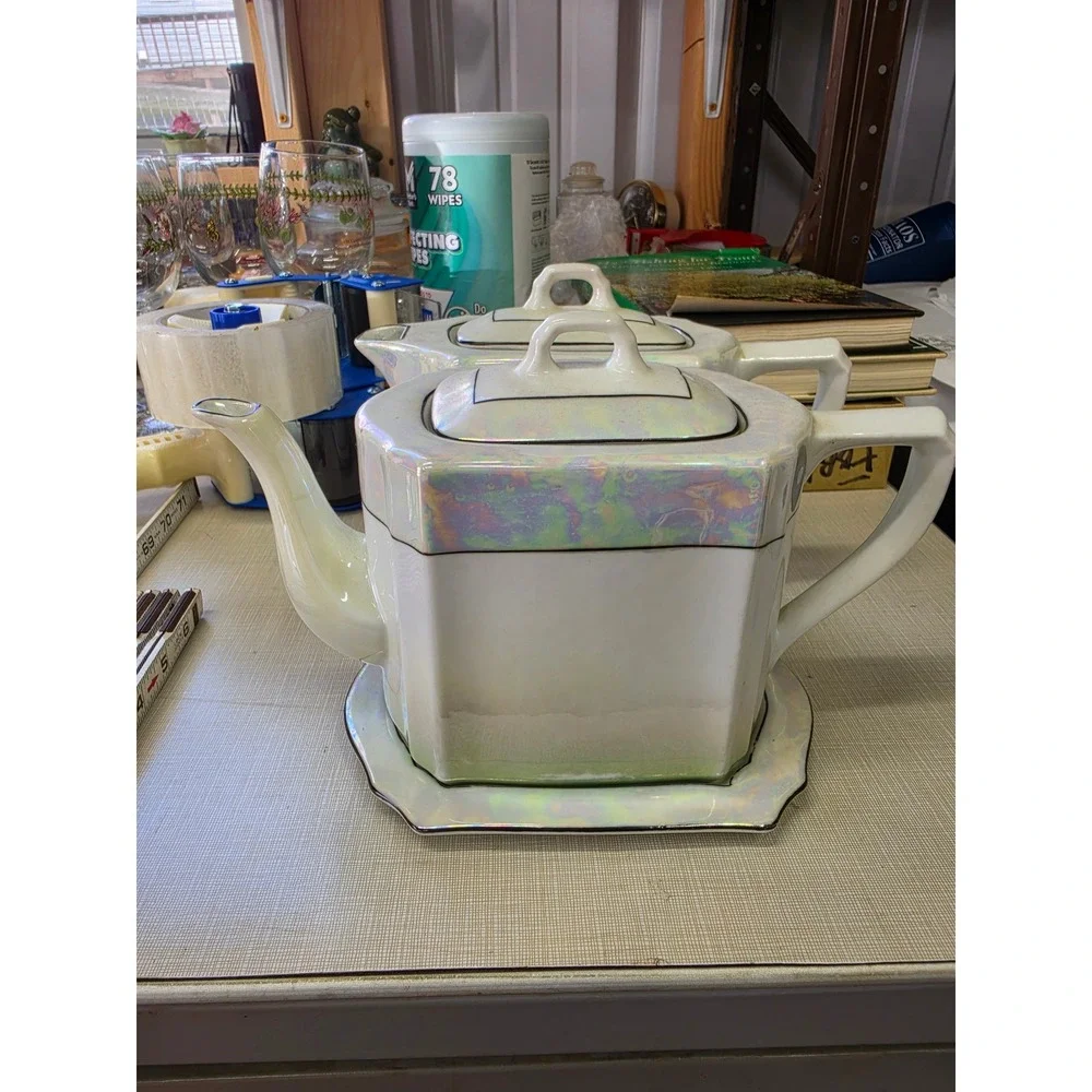 Vintage CT Altwasser Germany Iridescent Luster Porcelain Tea Coffee Set w Tray